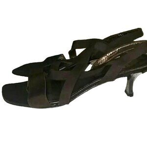 Stuart Weitzman Vintage Brown Kitten Heel Sandals